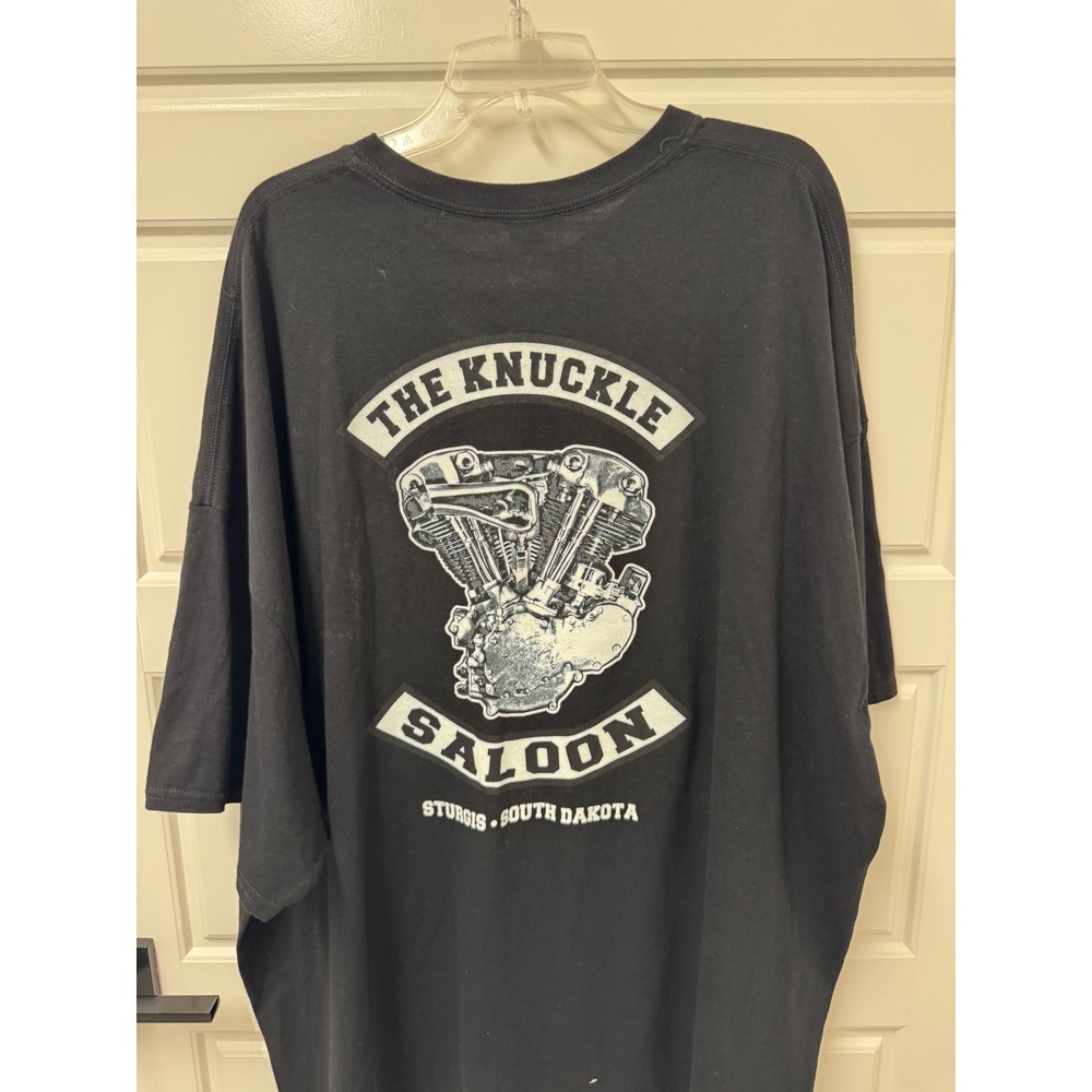 Gildan DryBlend The Knuckle Saloon Sturgis SD Graphic T-Shirt 5XL Black